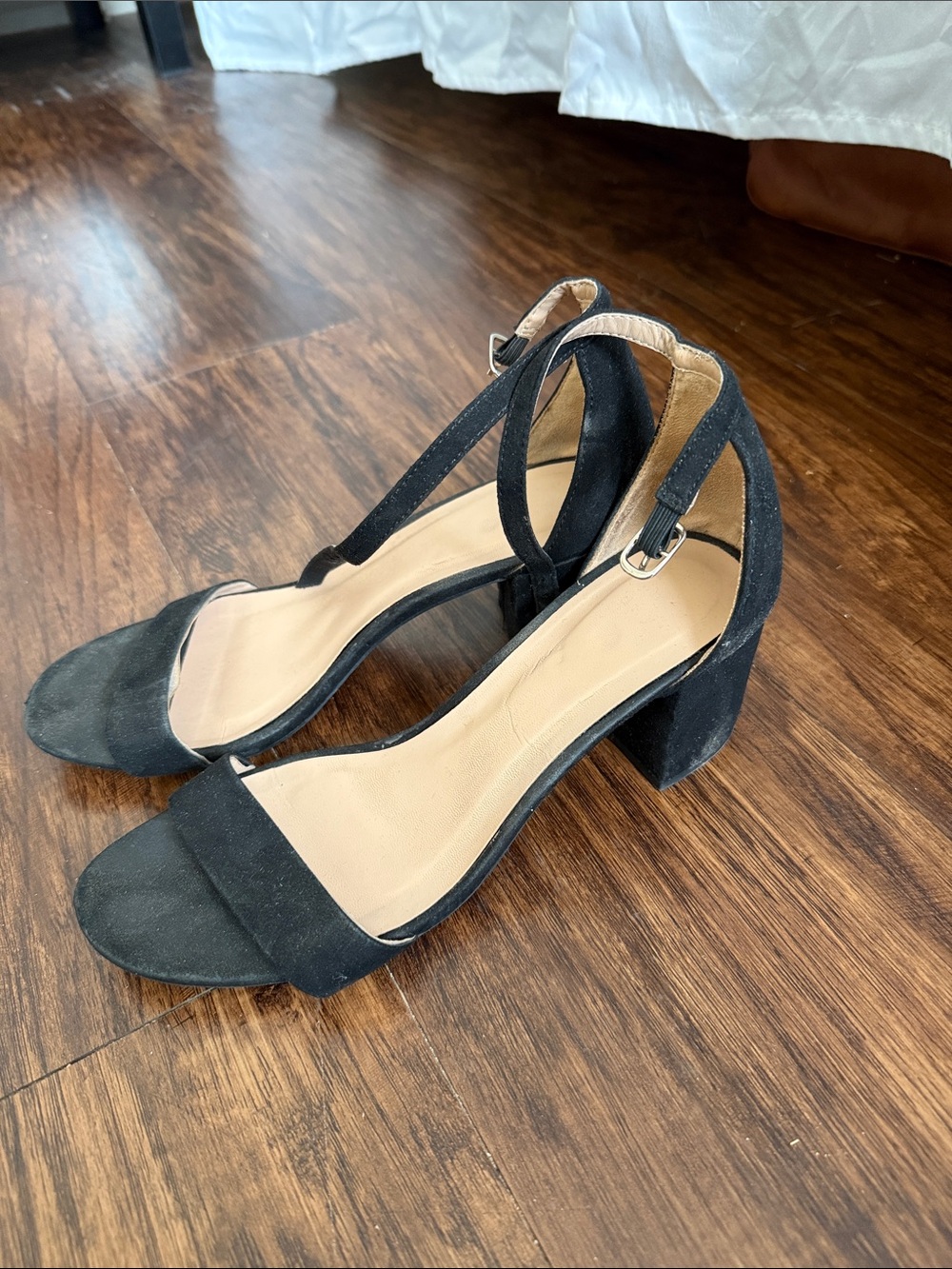 Classic Black Ankle-Strap Block Heel Sandals